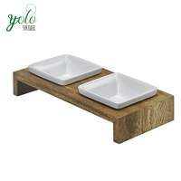 Excellent Quality Best Elevated bamboo Pet Feeder with plastic Dog Bowl