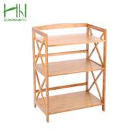 Bamboo shelf for kitchen bathroom organizer rack bamboo display shelf with removable tray, free-standing